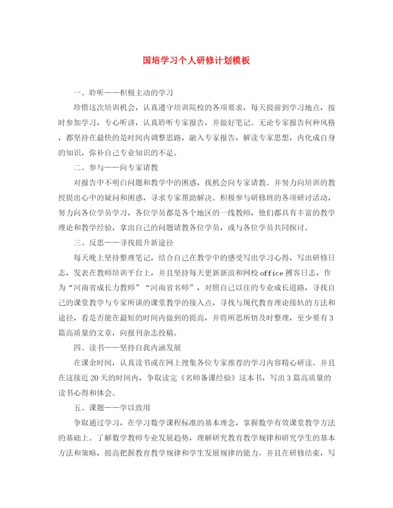 精编之国培学习个人研修计划模板.docx