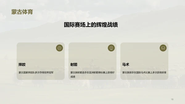 绿色现代蒙古族体育运动科普PPT模板