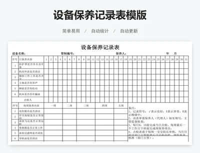 设备保养记录表模版