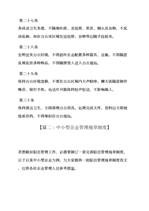 小企业管理专项规章新规制度.docx