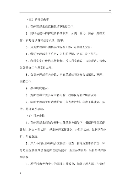 护理管理体系及职责分工