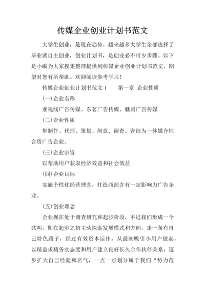 传媒公司创业专项计划书范文.docx