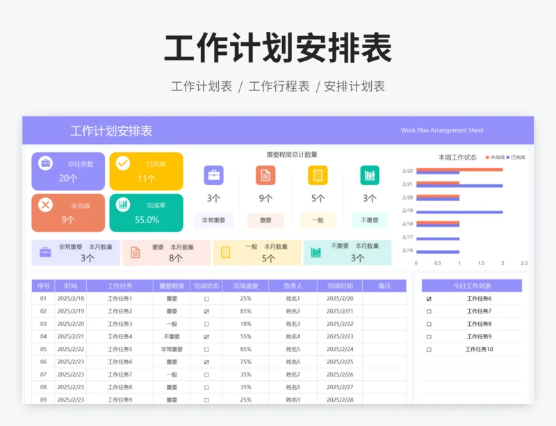 工作计划安排表