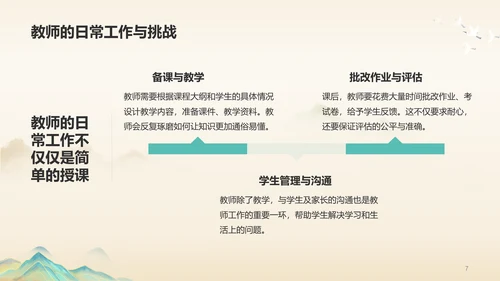 绿色复古风教师节师恩难忘PPT模板