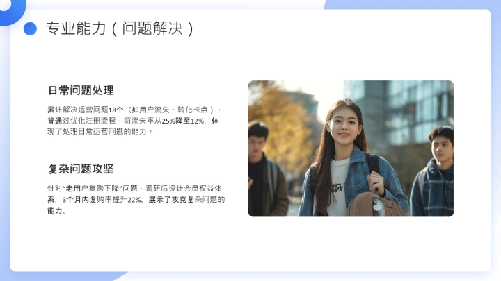 蓝色简约通用版大学生求职个人综合展示职业生涯规划（运营方向）