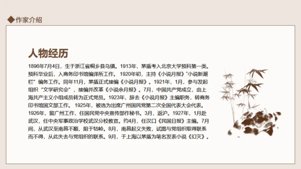 茅盾作家生平介绍通用PPT模板