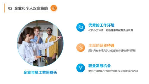 橙色商务风春季招聘与发展PPT模板