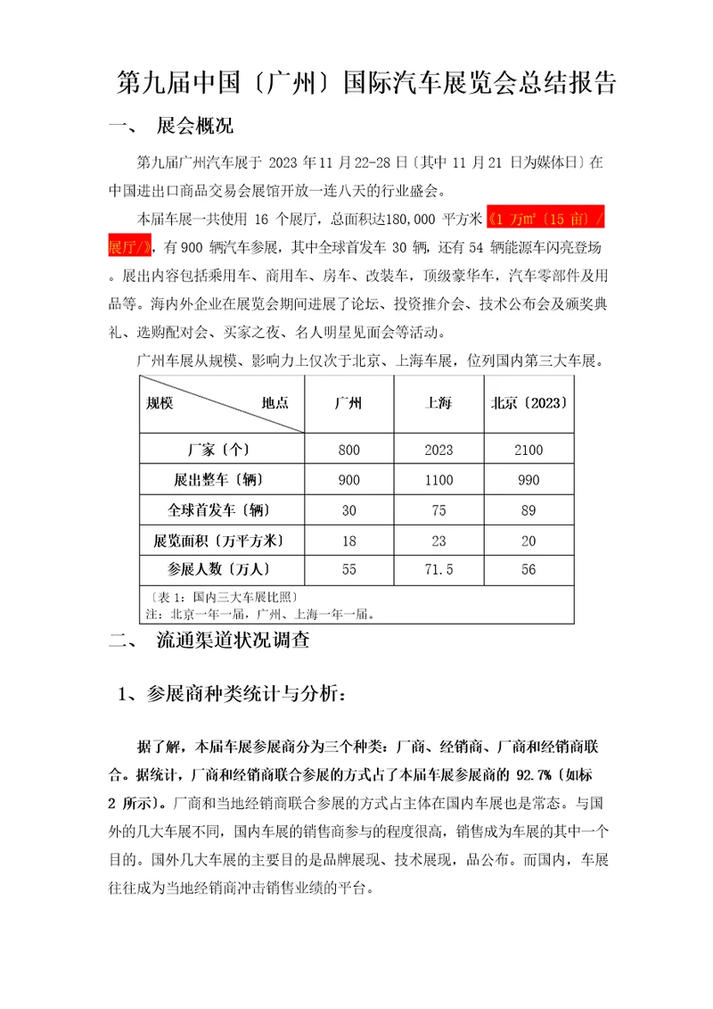 第九届中国广州国际汽车展览会调研分析报告