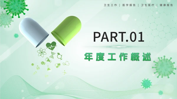 绿色卫生站医学报告PPT模板