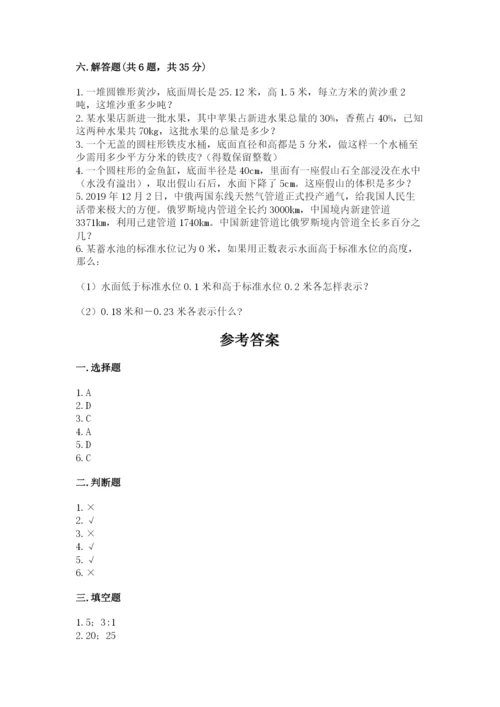 罗湖区六年级下册数学期末测试卷及精品答案.docx
