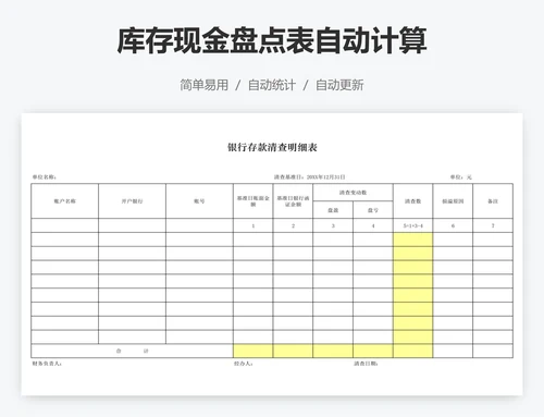 库存现金盘点表自动计算