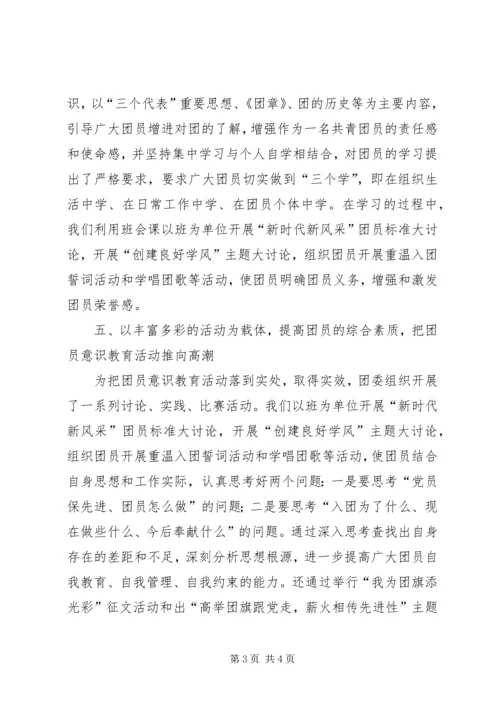 学校增强共青团员意识主题教育活动汇报材料.docx