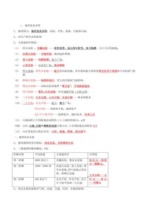 2017湘教版最新八年级上册地理复习要点汇总.docx