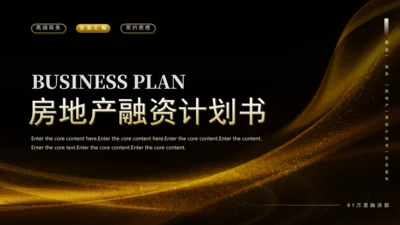 黑金风房地产融资计划书通用PPT模板