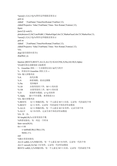 基于遗传算法(粒子群算法、人工鱼群算法等)的投影寻踪模型MATLAB源代码.docx