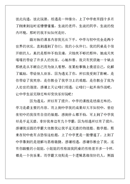 2022年遇见的高一作文700字