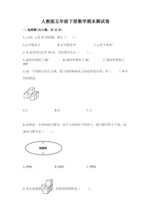 人教版五年级下册数学期末测试卷精品【历年真题】.docx