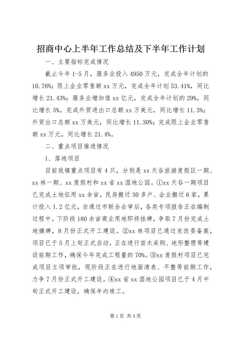 招商中心上半年工作总结及下半年工作计划.docx