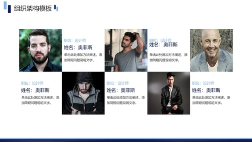 蓝色简约商务企业组织架构图合集PPT模板