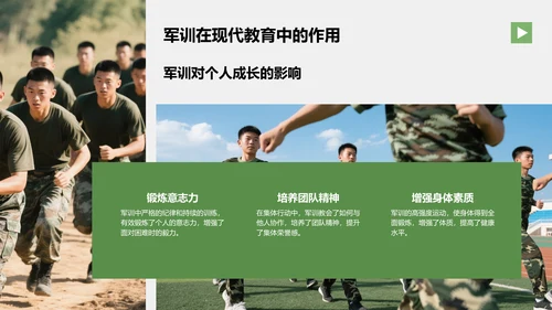 绿色商务风军训心得体会分享PPT模板