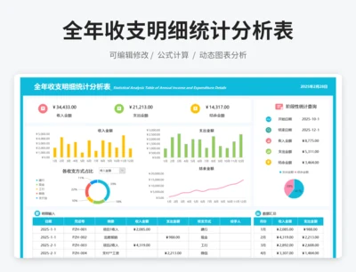 全年收支明细统计分析表