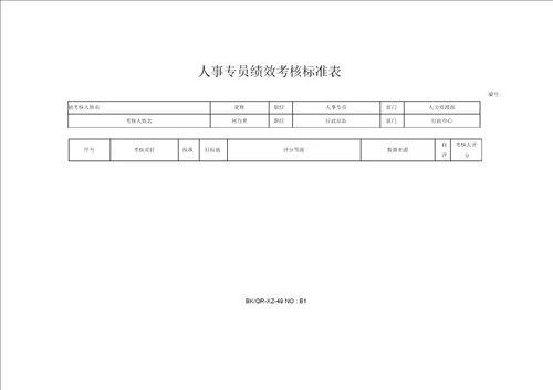 人事专员绩效考核标准