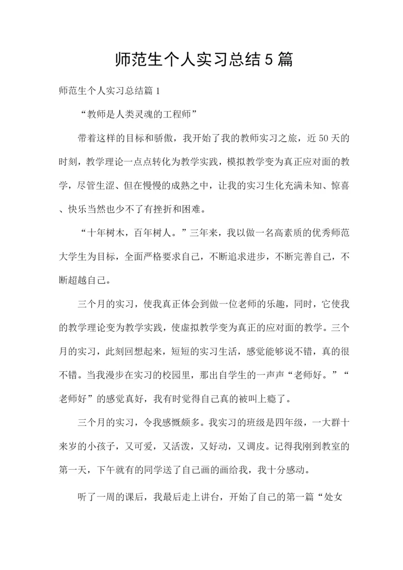 师范生个人实习总结5篇.docx