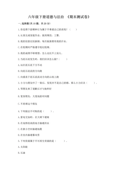 六年级下册道德与法治 《期末测试卷》精品【必刷】.docx