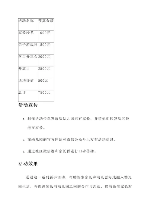 幼儿园新手活动策划方案