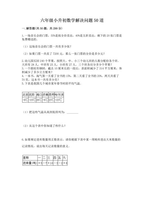 六年级小升初数学解决问题50道含答案【夺分金卷】.docx