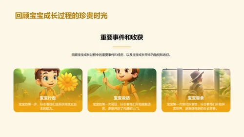 黄色儿童成长记录相册PPT模板
