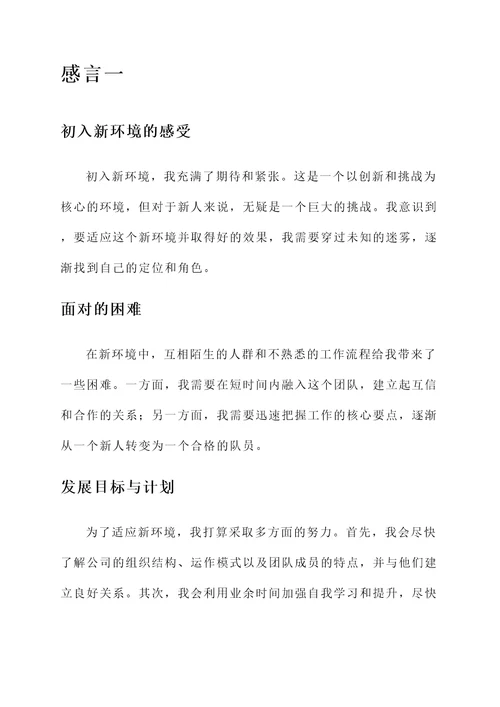 刚进入新环境的感言