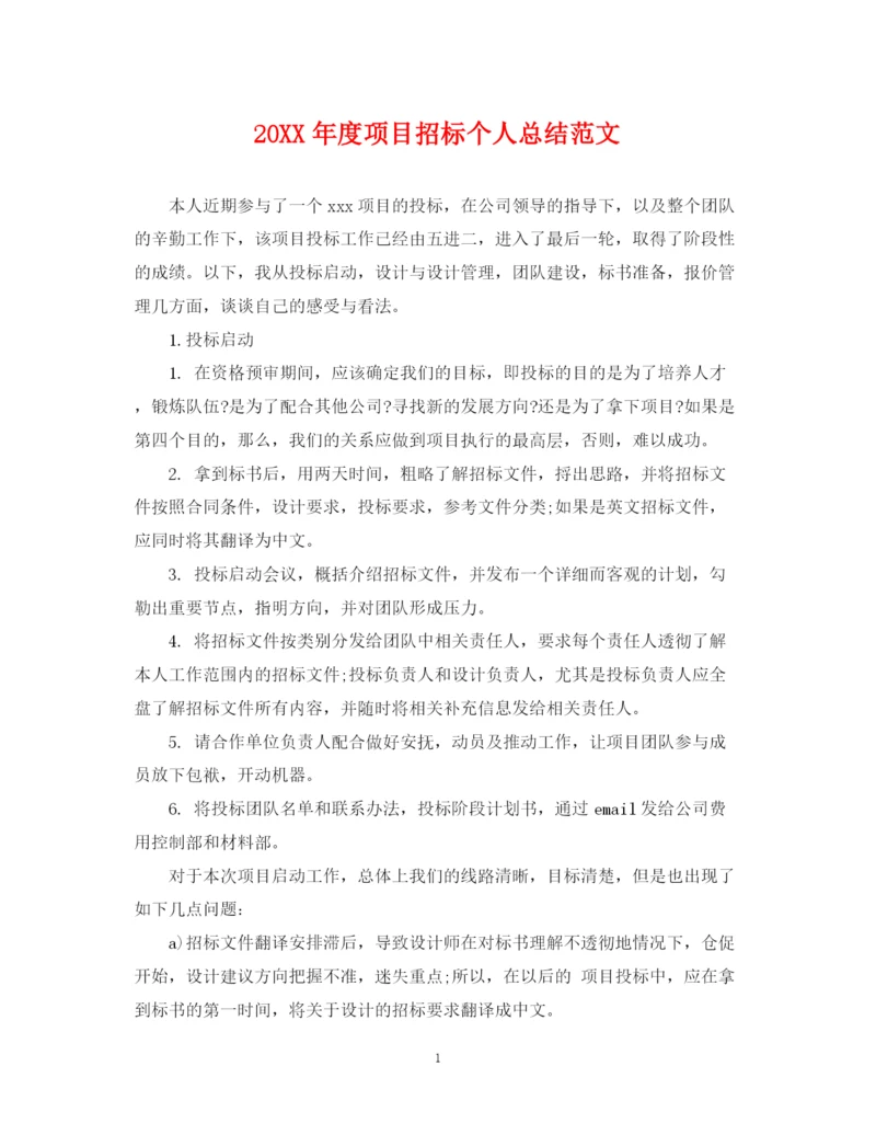 精编之度项目招标个人总结范文.docx