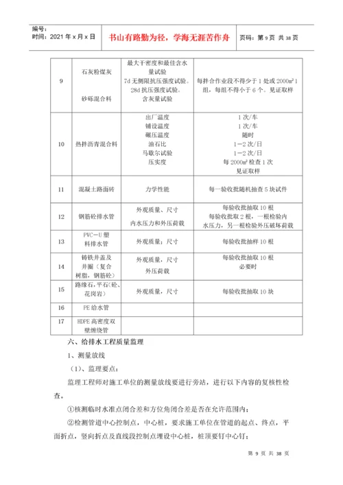 市政道路给排水工程监理细则(按最新规范编制).docx