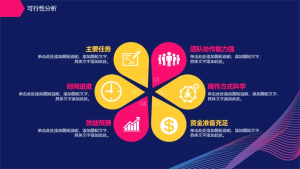 创业计划书艺术曲线创意放大镜通用PPT模板