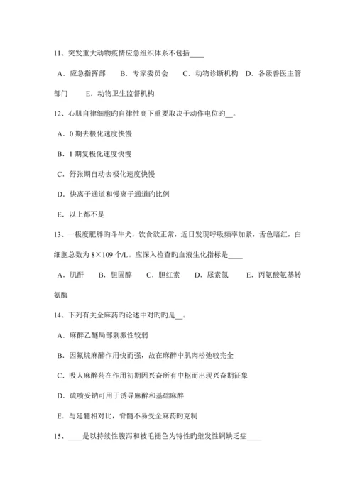 2023年海南省执业兽医师兽医方剂考试试题.docx