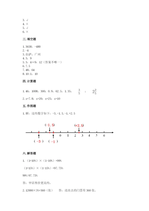 重庆市沙坪坝区六年级下册数学期末测试卷精选答案.docx