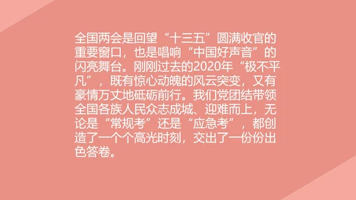 粉色党政风两会学习心得PPT模板