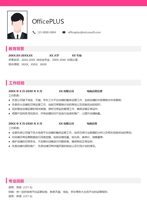 电商运营经理求职简历