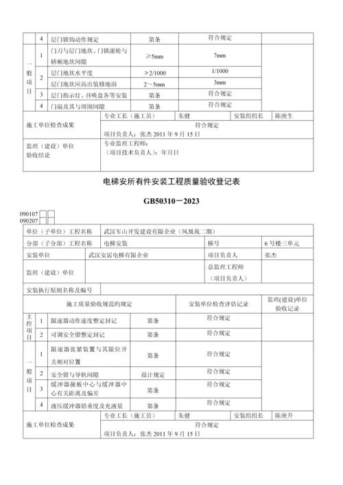 建筑电梯安装工程设备进场质量验收记录表.docx