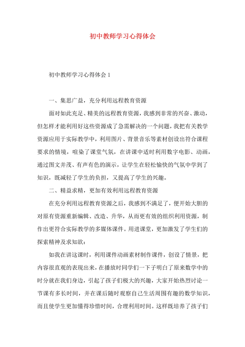 初中教师学习心得体会.docx