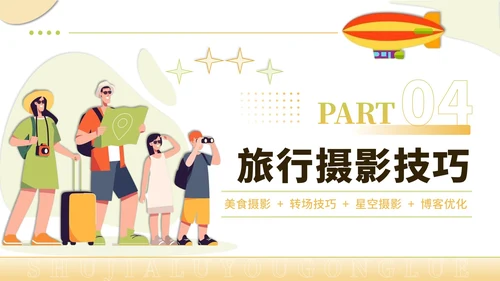 黄绿色创意风暑假旅游全攻略PPT模板
