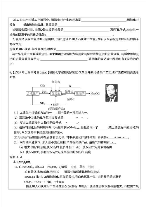 侯式制碱法原理和简单流程