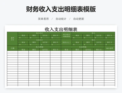 财务收入支出明细表模版