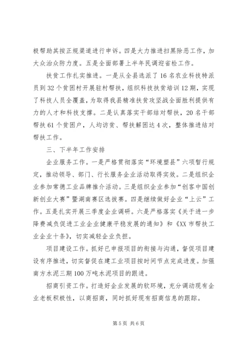 科技和工业信息化局XX年上半年工作总结和下半年工作安排.docx