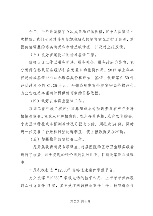 物价局XX年上半年度工作总结及下半年计划.docx