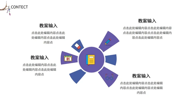 紫色手绘花朵教育教学PPT模板