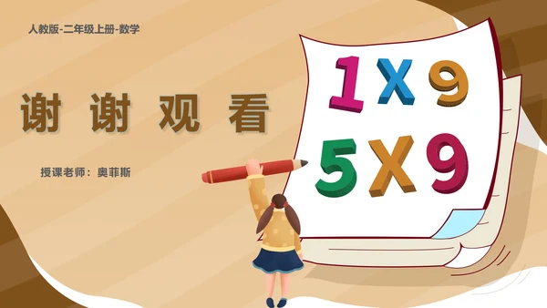 黄色扁平风二年级数学乘法口诀课件PPT模板