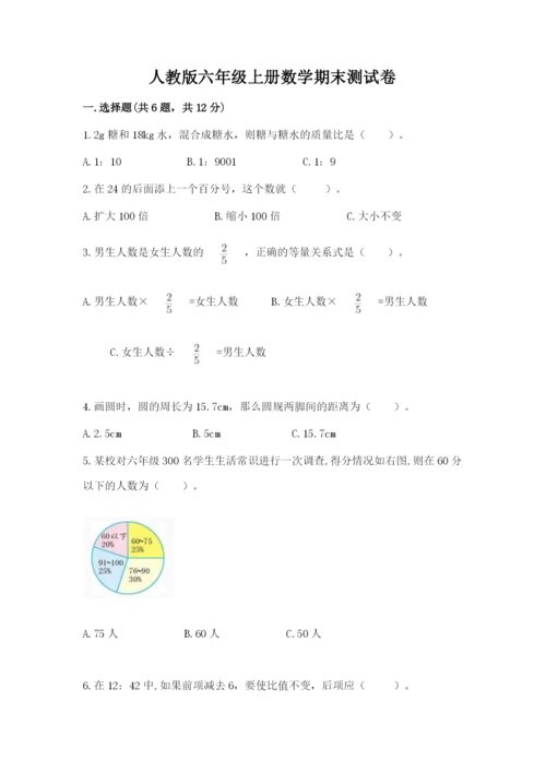 人教版六年级上册数学期末测试卷带答案（培优）.docx