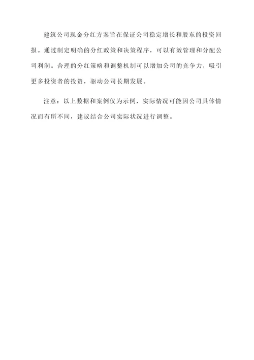 建筑公司现金分红方案